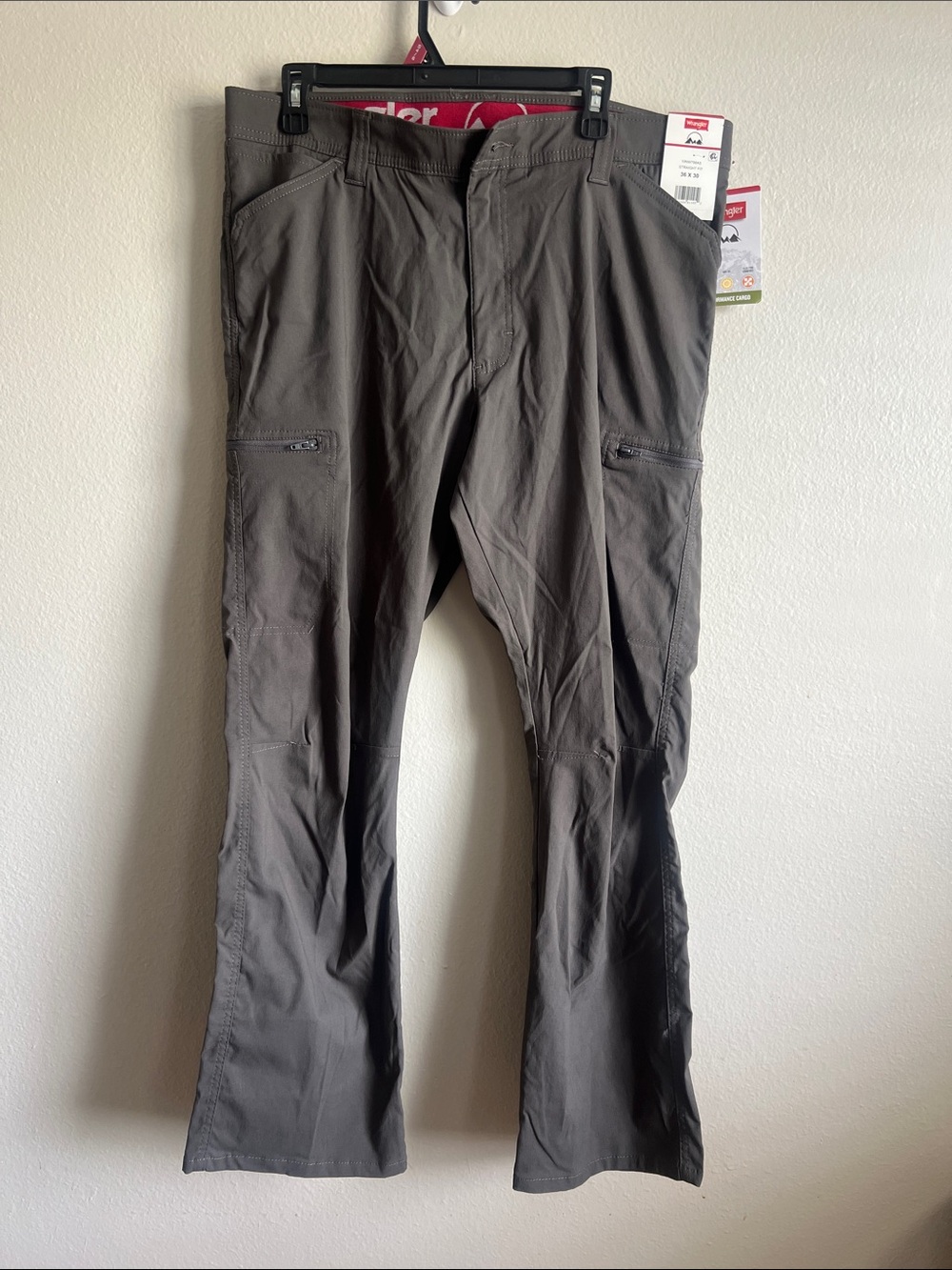 Wranglers Men’s Cargo Pants Gray Straight Fit Nylon Performance 36x30